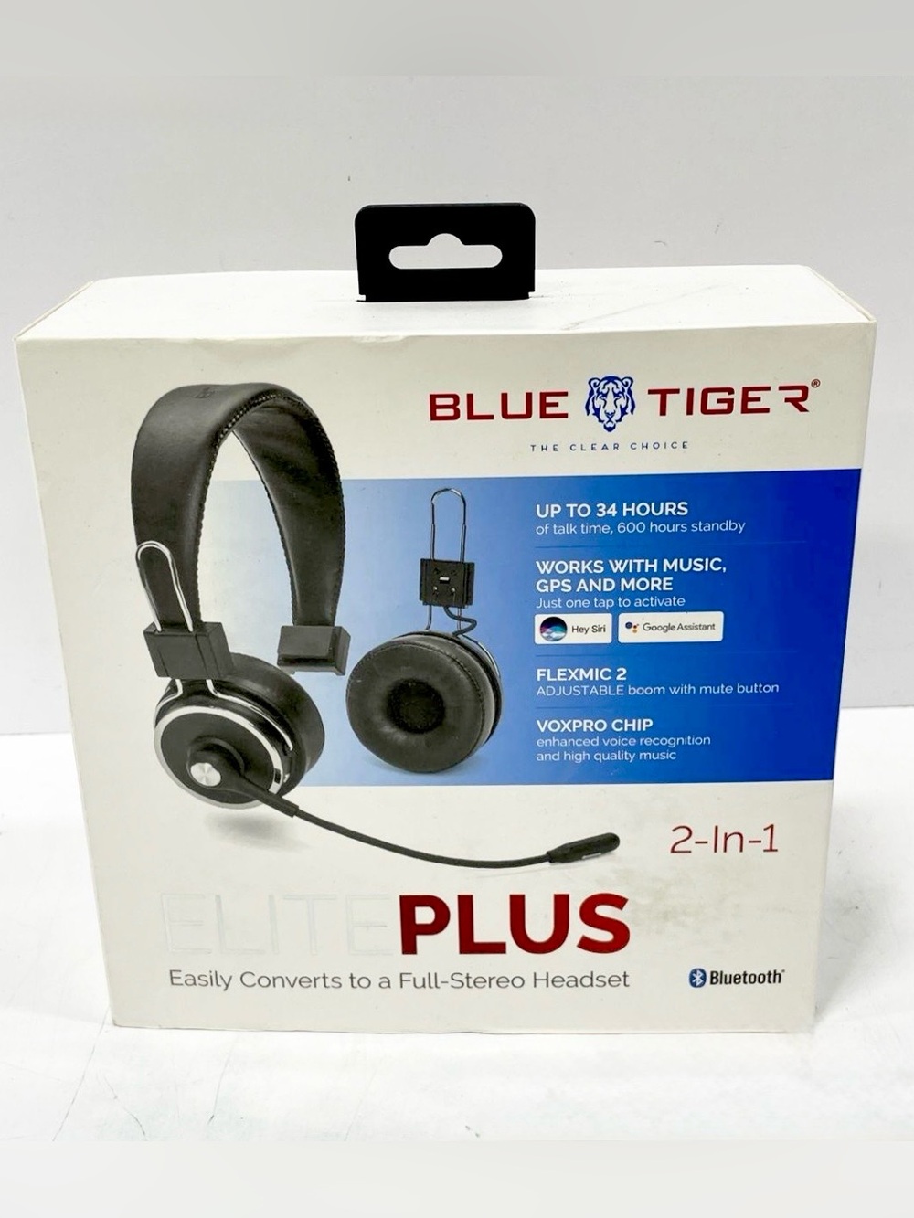 Blue Tiger Elite Plus 2-in-1
Convertible Bluetooth
Headset, NC Boom Mic, Black